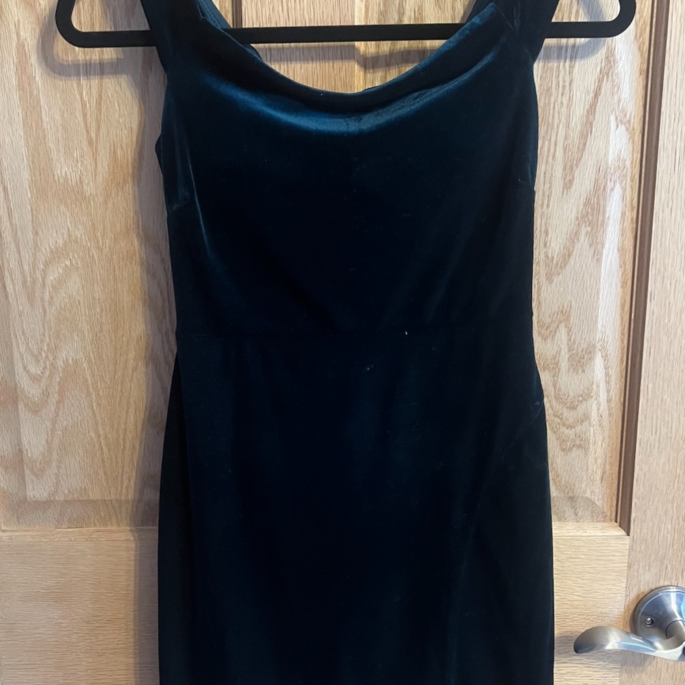 Off-shoulder Green Faux Suede Dress